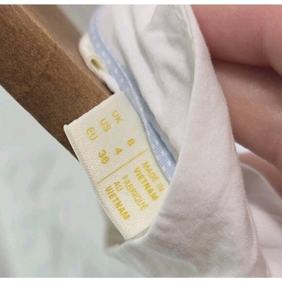 Anthropologie Shirt Womens Small 4 White Button Back Mock Poplin Maeve Flared - Picture 4 of 12